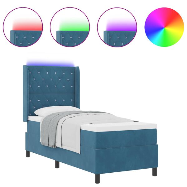 vidaXL Karbi vedrumadrats madratsiga peaga Sinine 80 x 200 cm Samet