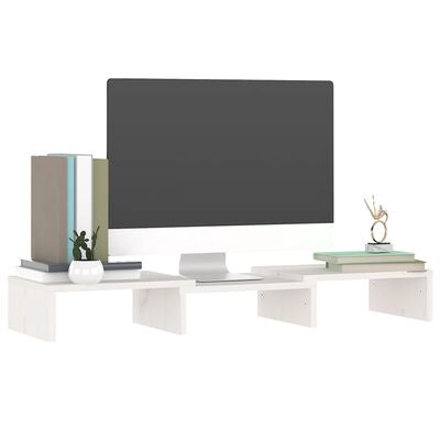 vidaXL monitorialus, valge, 60 x 24 x 10,5 cm, männipuit