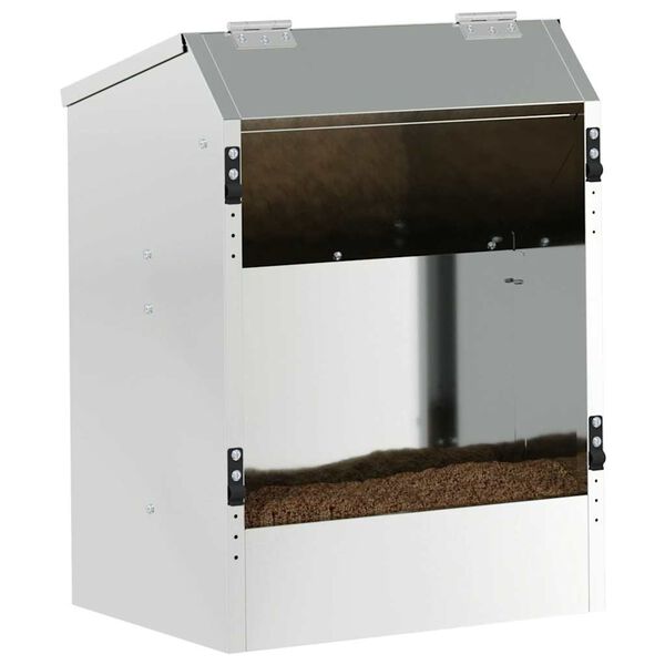 vidaXL Küüliku söötja Hõbedane 64.5 x 25.5 x 45.5 cm Tsinkteras