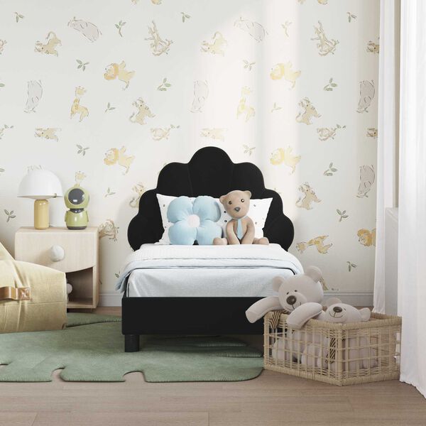 vidaXL Kuni 3-aastase voodi raam koos peatoega Must 70 x 140 cm Samet