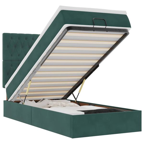 vidaXL Ottomani voodiraam madratsitega, tumeroheline, 90x190 cm, samet