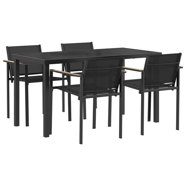 vidaXL V&auml;lis m&ouml;&ouml;bli komplekt 5 pcs Must ja Anthracite 140 x 70 x 73 cm