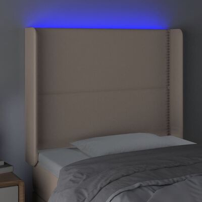 vidaXL LED-voodipeats, Cappuccino, 93x16x118/128 cm, kunstnahk