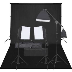 vidaXL fotostuudio komplekt valgustuse ja taustapildiga