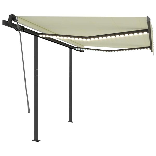 vidaXL automaatne varikatus, tuuleandur, LED, 3x2,5 m kreemjas