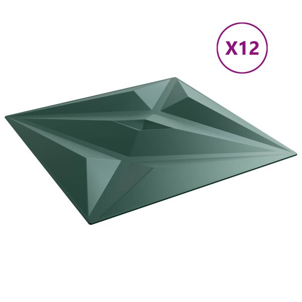 vidaXL Seinapaneelid T&auml;ht 12 pcs Staar Roheline 50 x 50 cm XPS Vaht