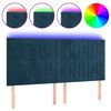 vidaXL LED-voodipeats, tumesinine, 180x5x118/128 cm, samet