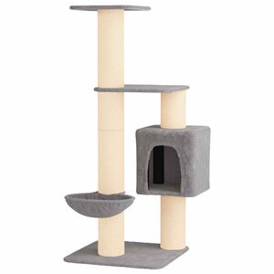 vidaXL Kassipuu kraapimispostidega Helehall 137 cm