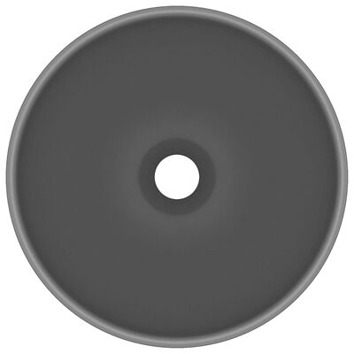 vidaXL luksuslik valamu ümar, matt tumehall, 32,5 x 14 cm, keraamiline