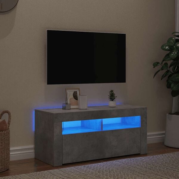 vidaXL telerialus LED-tuledega, betoonhall, 90 x 35 x 40 cm