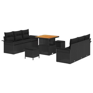 vidaXL Aia Diivanikomplekt padjaga ladustamisega 9 pcs Must