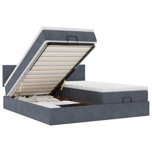 vidaXL Ottomani voodiraam madratsitega, tumehall, 160x200 cm, samet