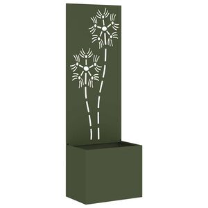 vidaXL Aia privaatsuse kate Lilled Oliiviroheline 50 x 32 x 150 cm