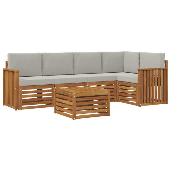 vidaXL Diivanikomplektid 6 pcs Looduslik ja Hele Hall Tugev akatsiapuu