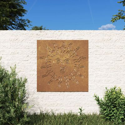 vidaXL aia seinakaunistus, 55 x 55 cm, Corteni teras, päikese disain