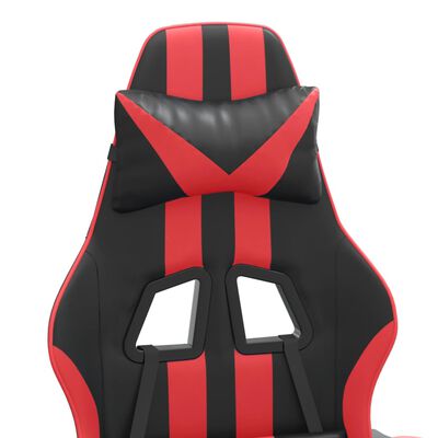 vidaXL pööratav mänguritool jalatoega, must ja punane, kunstnahk