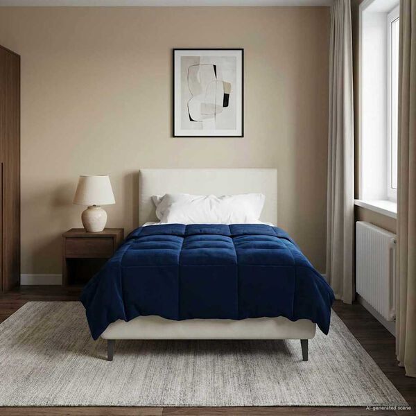 vidaXL Suvised teki Rapistatud Tumesinine 135 x 220 cm Mikrokiud