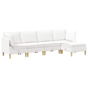 vidaXL Modulaarne diivanisari koos ladustamisega 5 pcs Valge kangas