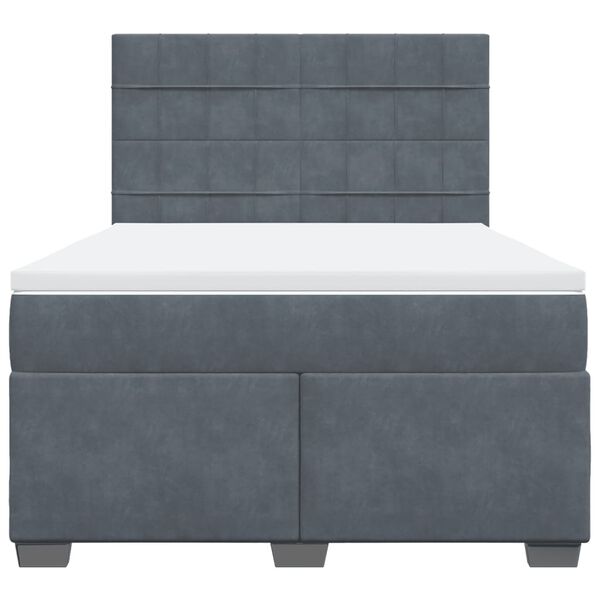 vidaXL kontinentaalvoodi madratsiga,tumehall, 140x190 cm, samet