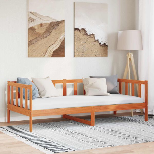 vidaXL Voodi raam peaga Vahapruun 90 x 190 cm Tahke m&auml;nd