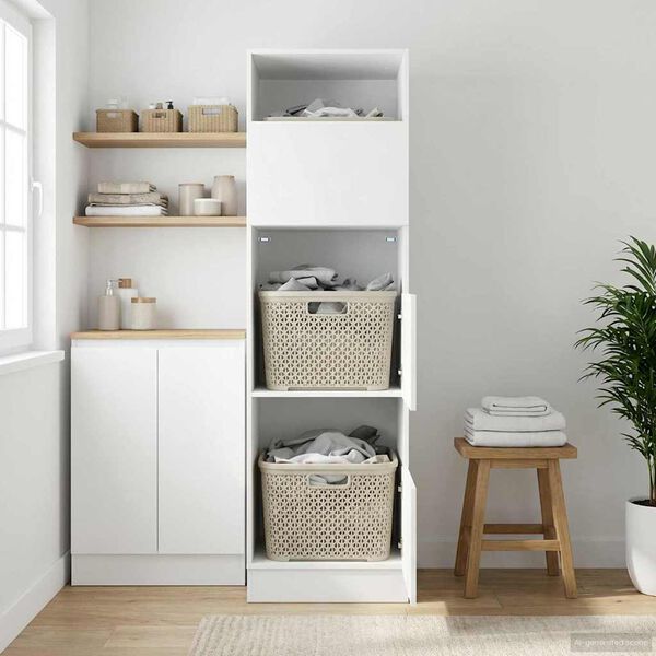 vidaXL Pesukaapp ladustamisega Must tamm 50 x 68 x 162 cm Tehispuit