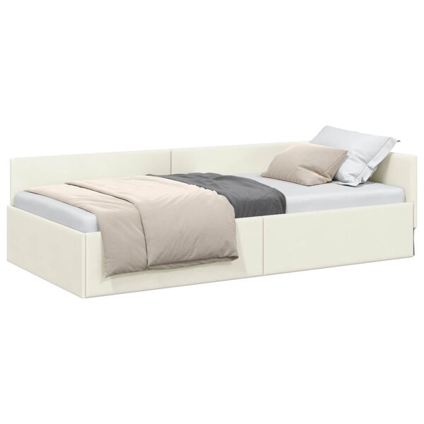 vidaXL Nurgavoodi raam peaga cream 90 cm x 190 cm Pol&uuml;ester ja vineer