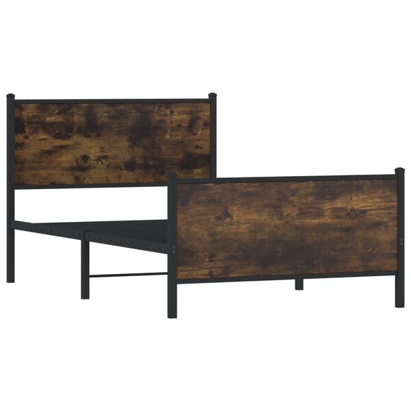 vidaXL metallist voodiraam ilma madratsita suitsutatud tamm 100x200 cm