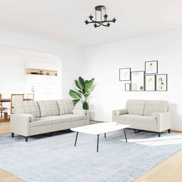 vidaXL 2-osaline diivanikomplekt patjadega, kreemjas, samet