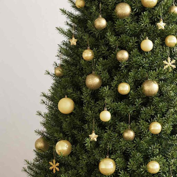 vidaXL 111-osaline j&otilde;ulukuulide komplekt, kuldne, pol&uuml;st&uuml;reen