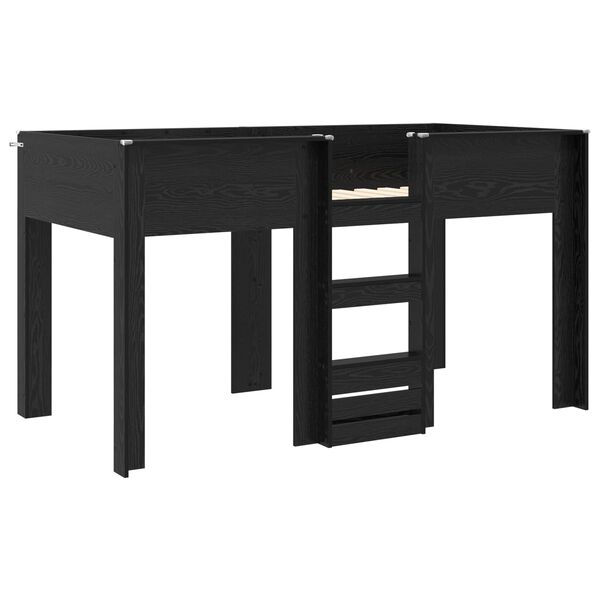 vidaXL Kiipevoodi Lastele madratsiga Must tamm 100 x 200 cm Tehispuit