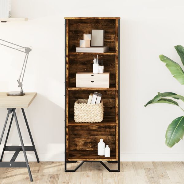 vidaXL raamaturiiul, suitsutatud tamm, 50 x 31 x 137,5 cm, tehispuit