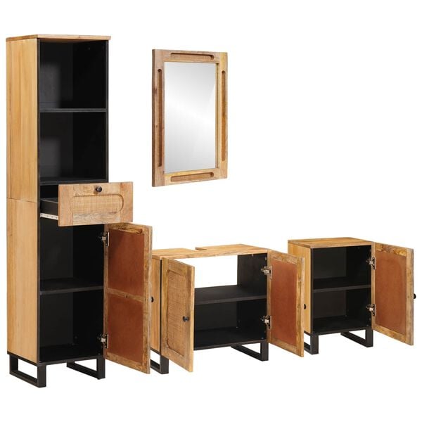 vidaXL Vannitoa komplektid sahtliga uksega Neutraalne Tugev mango puu