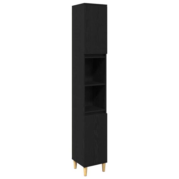 vidaXL Vannitoa mööbleset uksega 3 pcs Must 60 x 30 x 60 cm Tehispuit