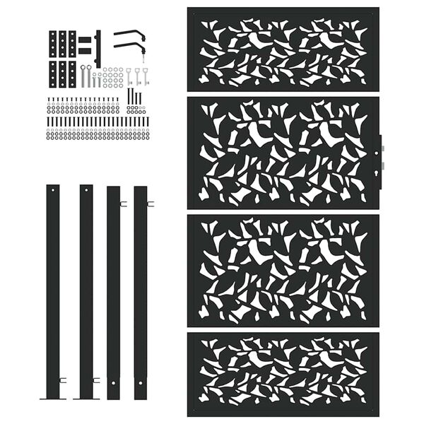 vidaXL aiav&auml;rav, must, 100 x 175 cm, terasest lehtede disain