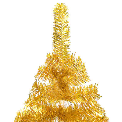 vidaXL valgustusega kunstkuusk kuulidega, kuldne, 120 cm, PET
