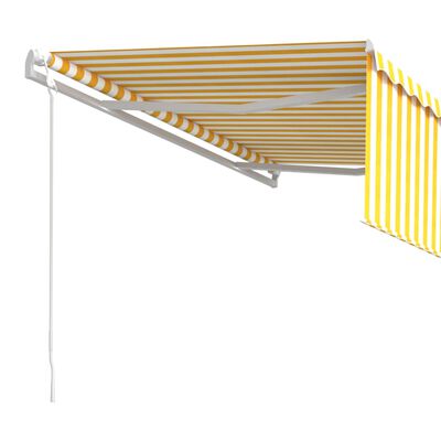 vidaXL automaatne varikatus rulooga, 4 x 3 m, kollane/valge