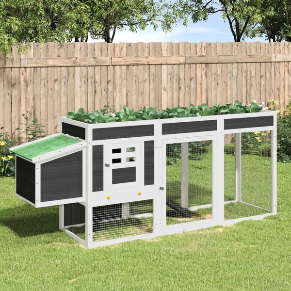 vidaXL kanakuut, hall, 204 x 50 x 84 cm, m&auml;nnipuit