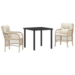 vidaXL Aia s&ouml;&ouml;gilaudade komplekt padjaga 3 pcs Beež pol&uuml;rotang