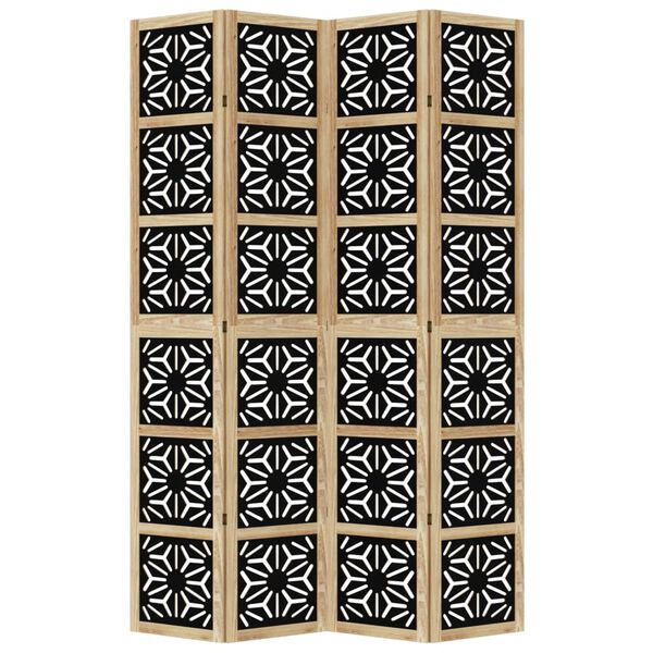 vidaXL 4 paneeliga ruumijagaja, pruun ja must, Paulownia puit