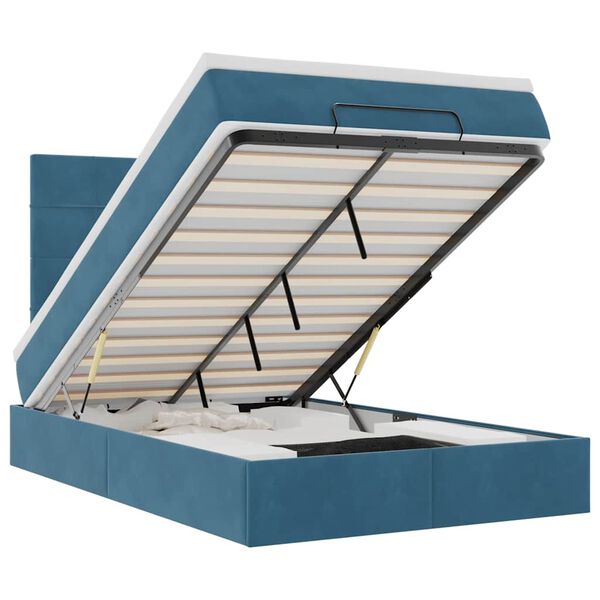 vidaXL Ottomani voodiraam madratsitega, tumesinine, 120x190 cm, samet