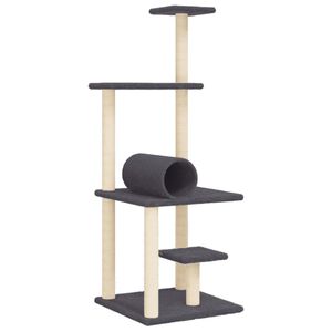 vidaXL kassimaja sisalk&ouml;itega kraapimispostidega, tumehall, 136 cm