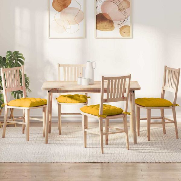 vidaXL Istumispatjad 4 pcs Helekollane 40 x 40 x 6 cm Korter kangas