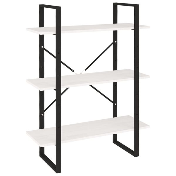 vidaXL 3-korruseline raamaturiiul, 80 x 30 x 105 cm, valge, männipuit