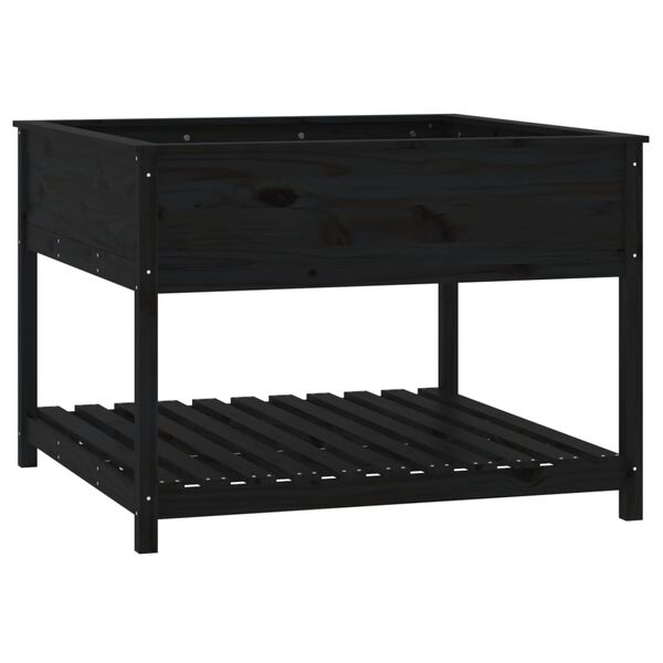 vidaXL riiuliga taimekast, must, 111,5x111,5x81 cm, m&auml;nnipuit