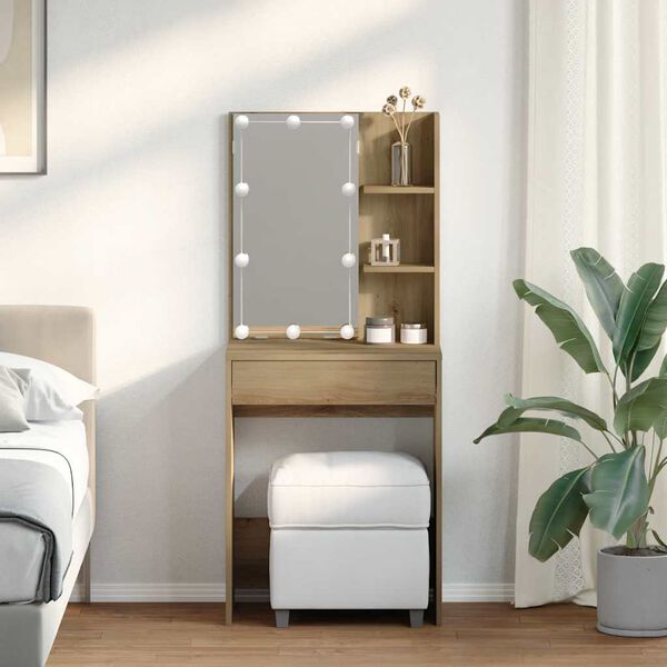 vidaXL tualettlaud LEDiga, k&auml;sit&ouml;&ouml;tamm, 60 x 40 x 140 cm