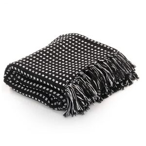 vidaXL puuvillane pleed, ruuduline, 125 x 150 cm, must