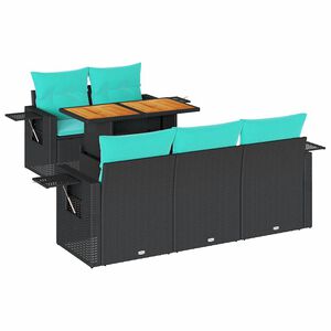 vidaXL 6-osaline aiadiivani komplekt patjadega, must, pol&uuml;rotang