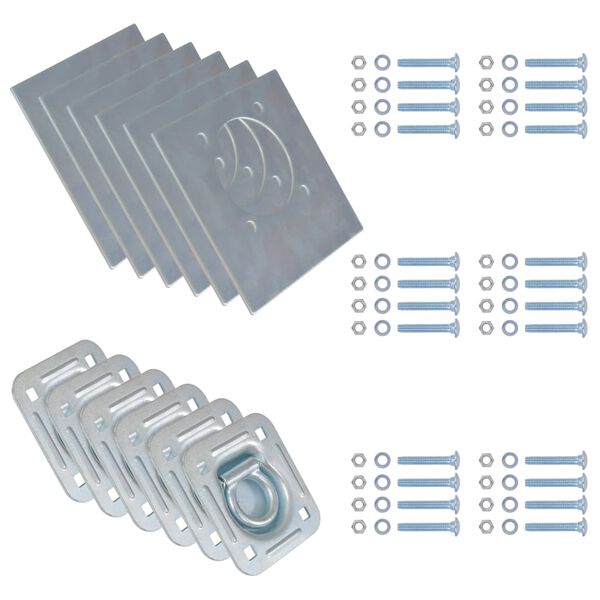 vidaXL j&auml;relk&auml;ru sidumisr&otilde;ngad 6 tk, tsingitud teras, 2000 kg