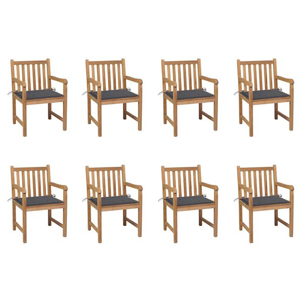 vidaXL aiatoolid antratsiithallide patjadega, 8 tk, tiikpuu