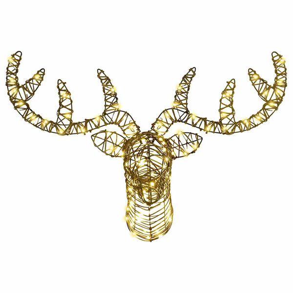 vidaXL Põdra Tõukesaan koos 140 LED-iga Soe valge 60 cm Rotang